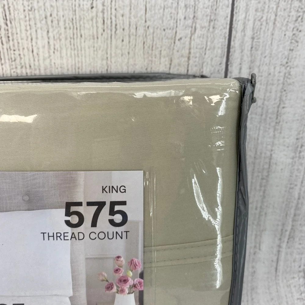 Liz Claiborne Sheet Set King Classic Stone Beige 575TC Ultra Fit Performance